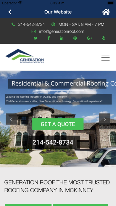 Generation Roofing & Exteriors Screenshot