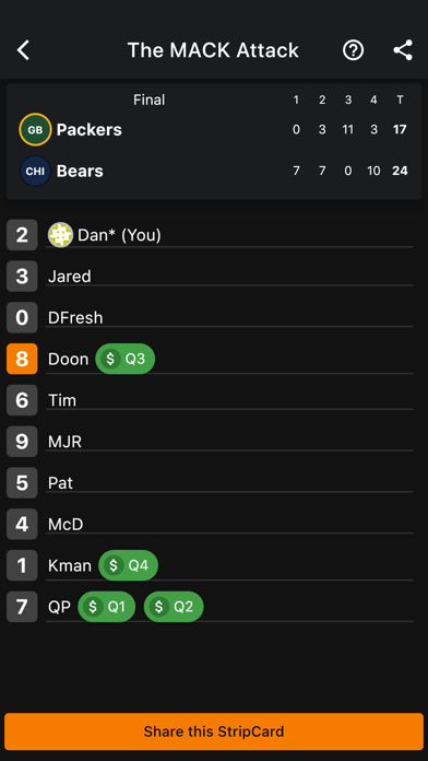 StripCard - Sports Party Game Screenshot