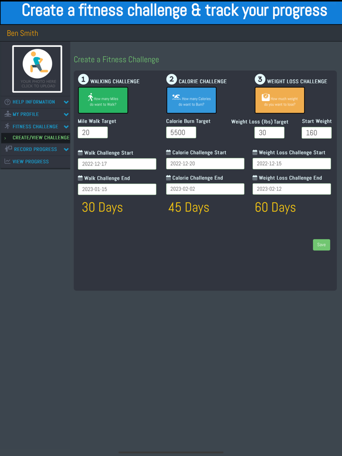 Fitness Challenge Tracker App