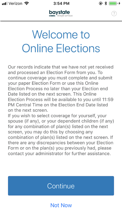 Baystate Benefits COBRA Screenshot