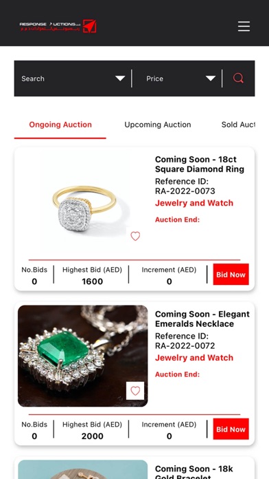 Response Auctions Screenshot