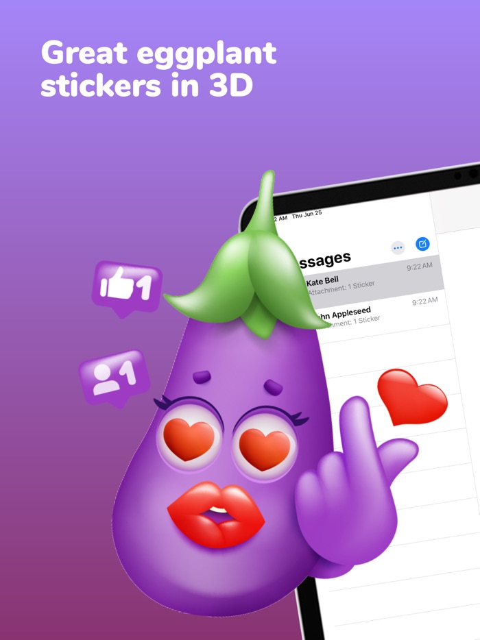 Eggplant 3D Emoji Stickers App
