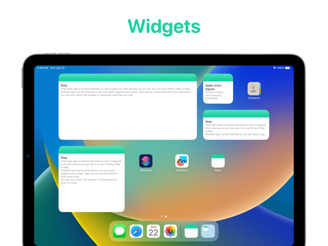 הערה: צילום מסך של אפליקציית Widget Notes