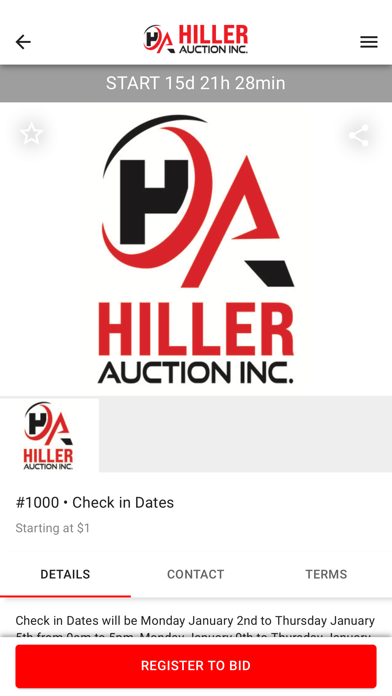 Hiller Auction Screenshot