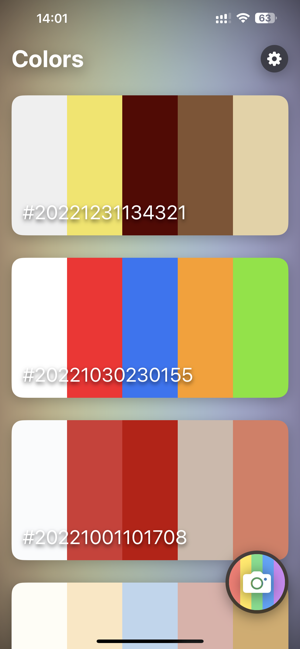 ‎ColorCamera – Screenshot der Farbauswahl