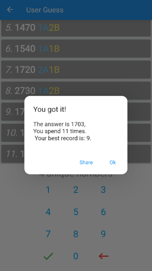 #3. 1A2B Guess the Number (iOS) 由: Shi Ying Pan