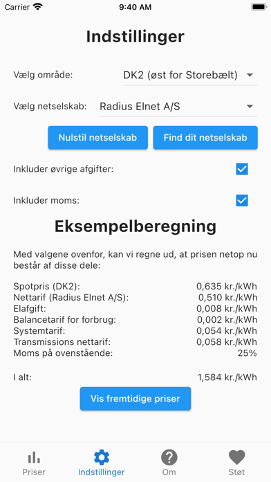 Elpriserne Screenshot