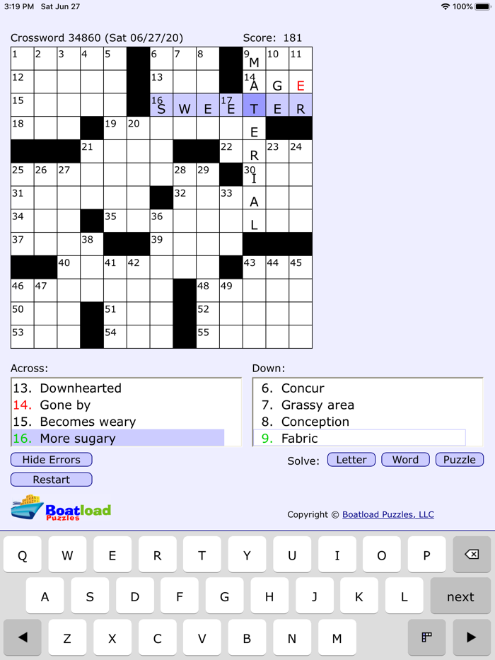 Boatloads Daily Crosswords
