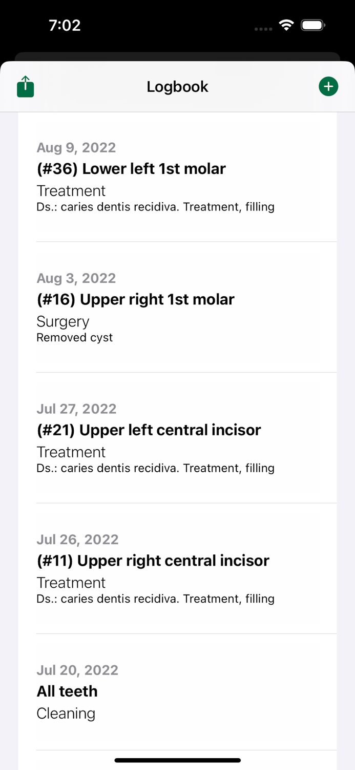 Simple Dental Logbook