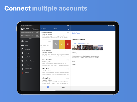 mail.com: Free email & cloud iPad app afbeelding 3