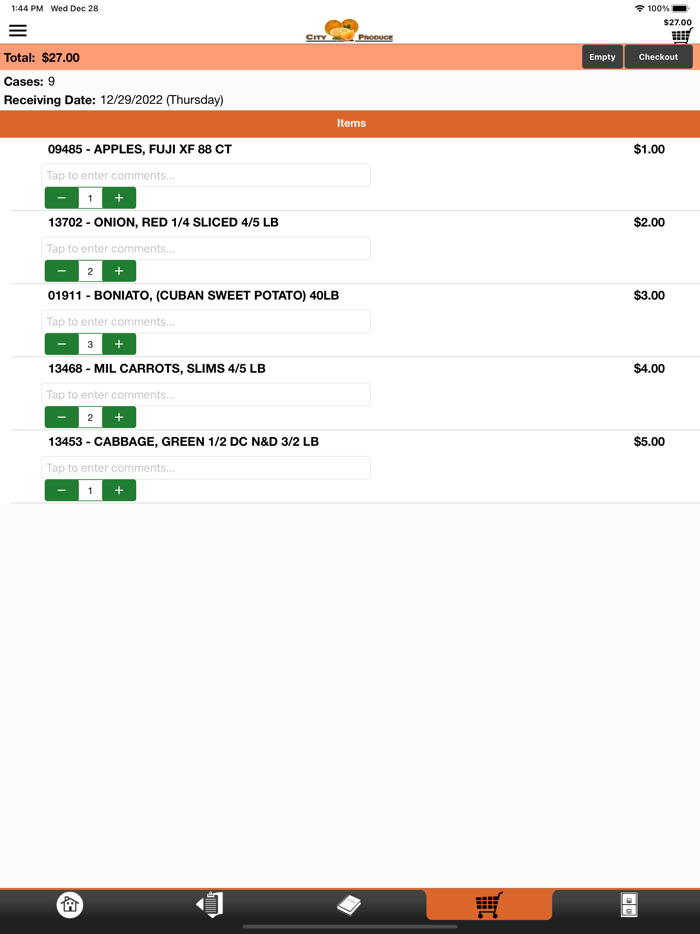 City Produce Mobile Ordering