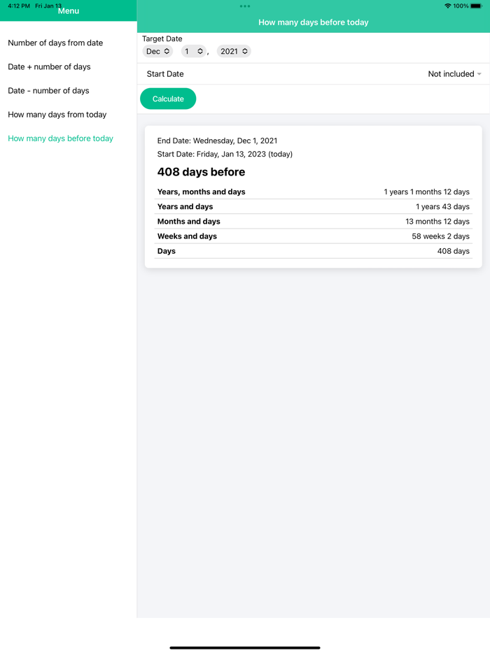 Number of Days Calculator