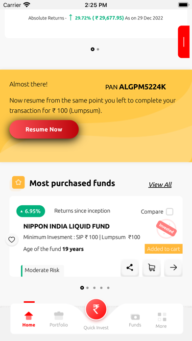 Nippon India Mutual Fund Screenshot