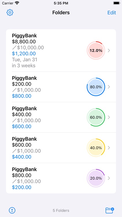 Piggy Bank Widget - Savings