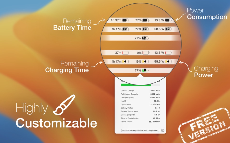#2. Energiza - Battery Monitor (macOS) 게시자: appgineers