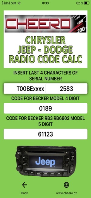 RADIO CODE for CHRYSLER JEEP on the App Store