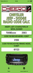 RADIO CODE for CHRYSLER JEEP screenshot #3 for iPhone