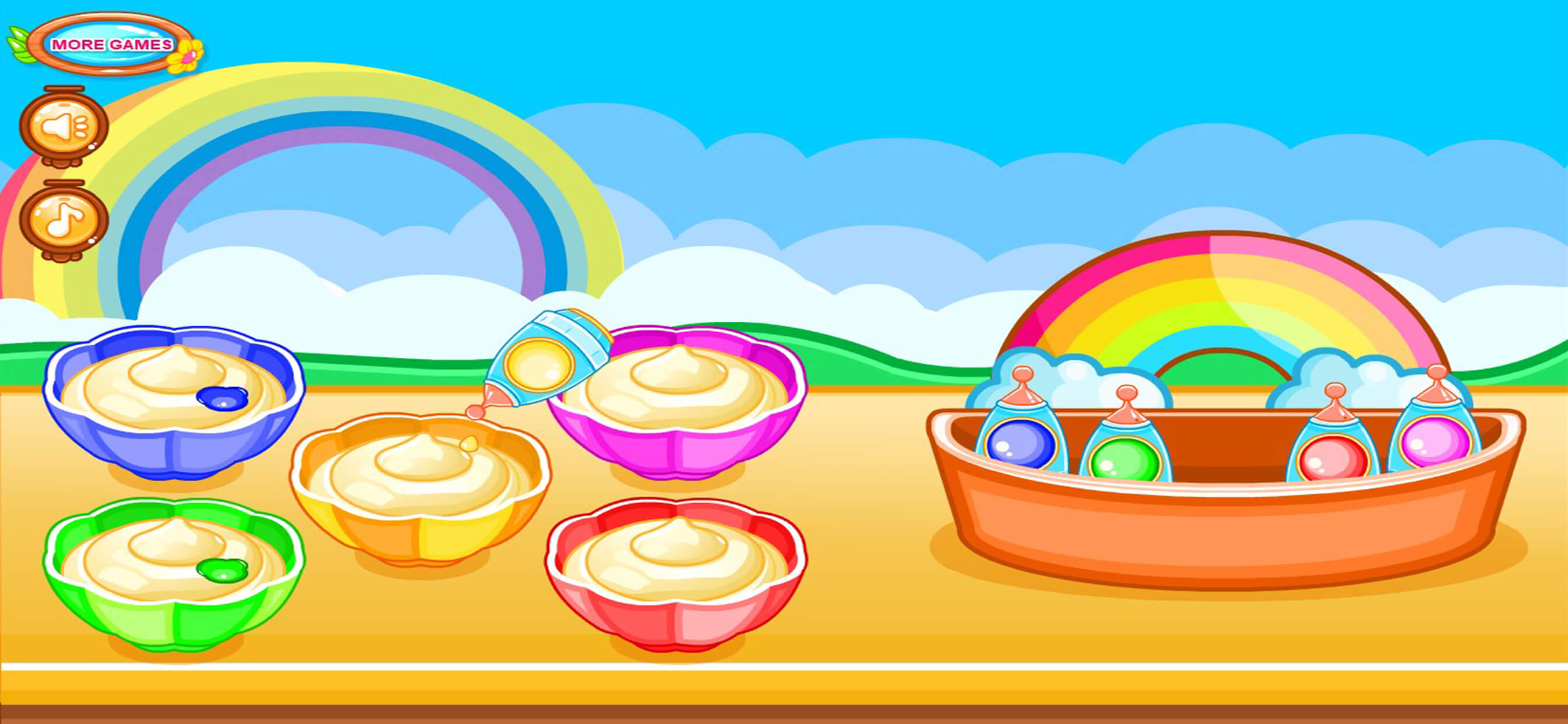 Cooking colorful cupcakes game
