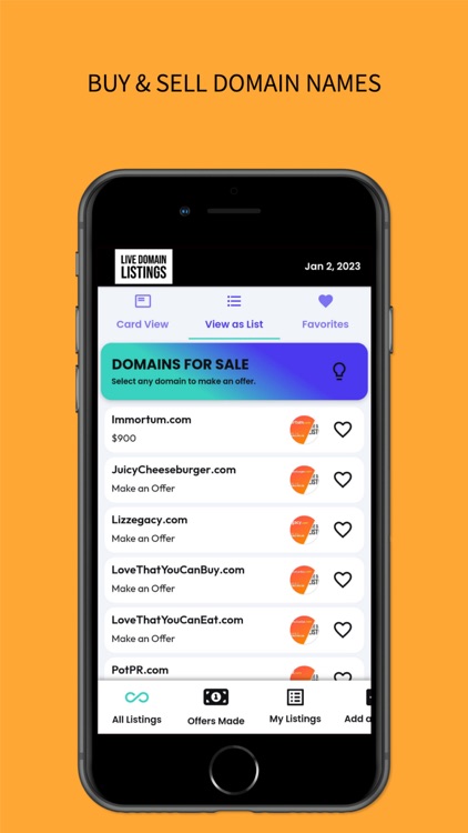 Live Domain Listings