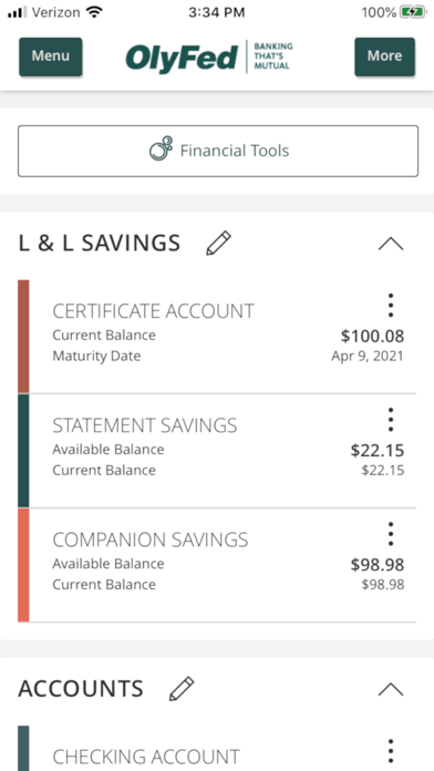 OlyFed Digital Banking Screenshot