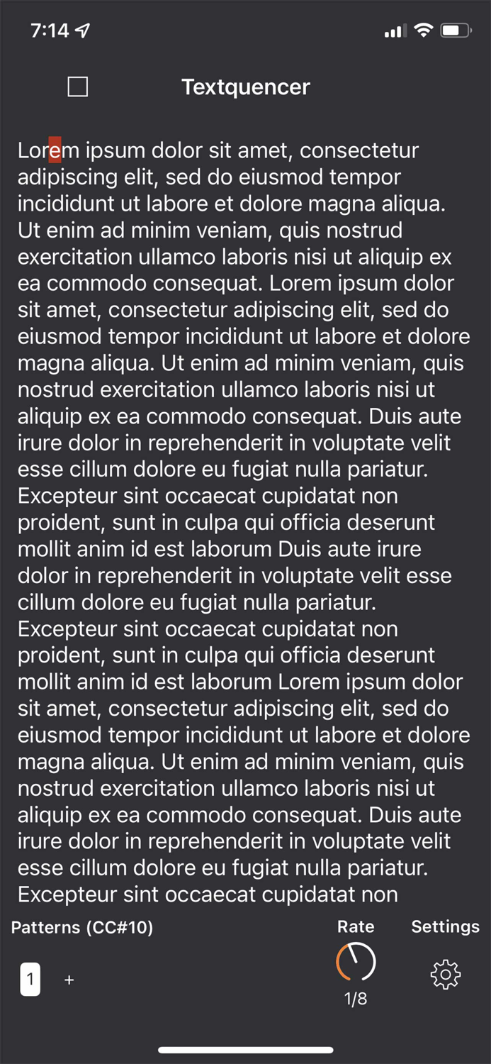 Textquencer AUv3 MIDI