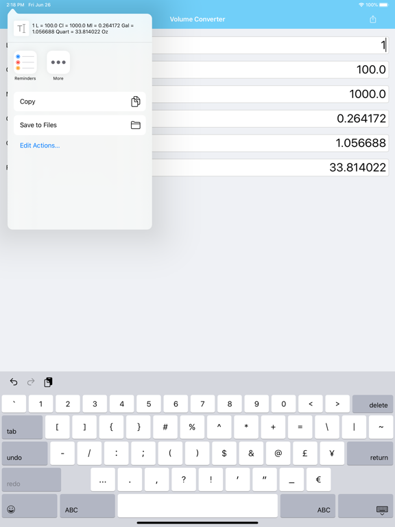 Screenshot #5 pour Volume Converter L, Gal, Oz