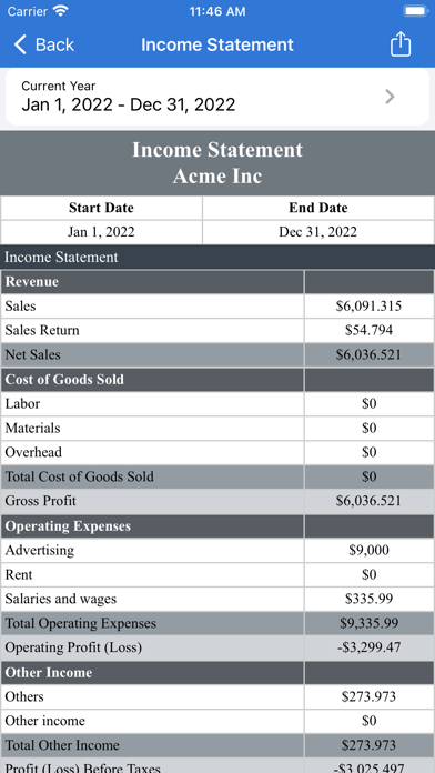 Bookkeeping App Screenshot