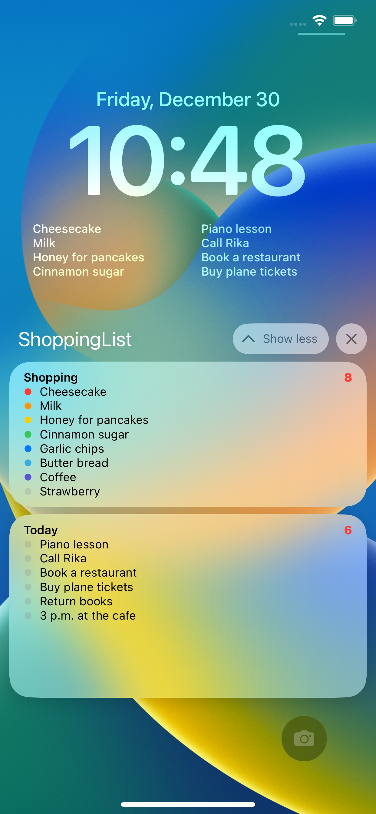 Shopping List Widget Reminders