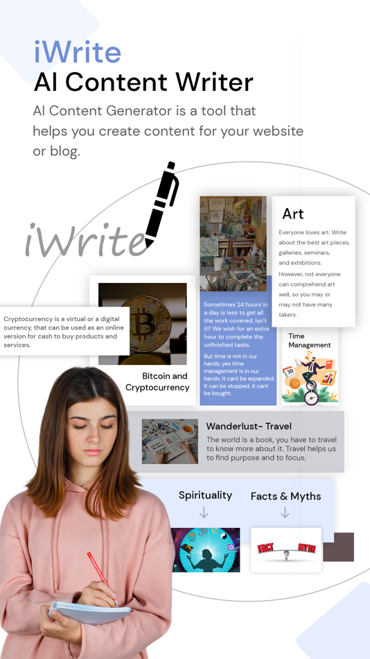 #1. iWrite : AI Content Writer (iOS) 来自: Nalin Savaliya