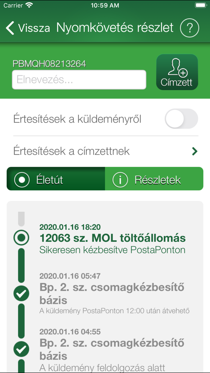 Magyar Posta applikáció