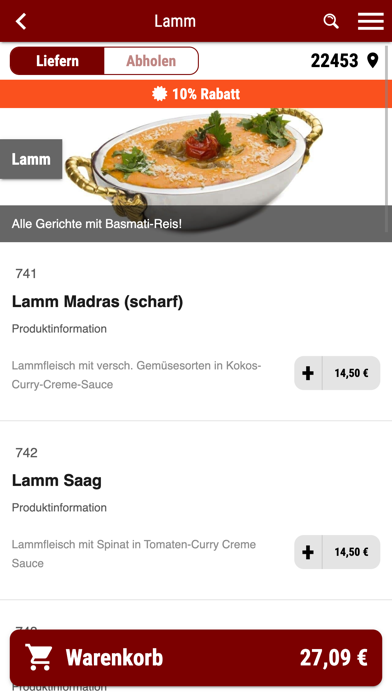 Welcome India Lieferservice Screenshot