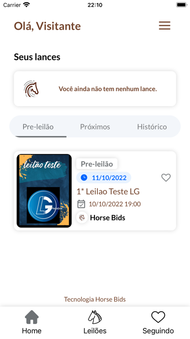 Horse Bids Screenshot