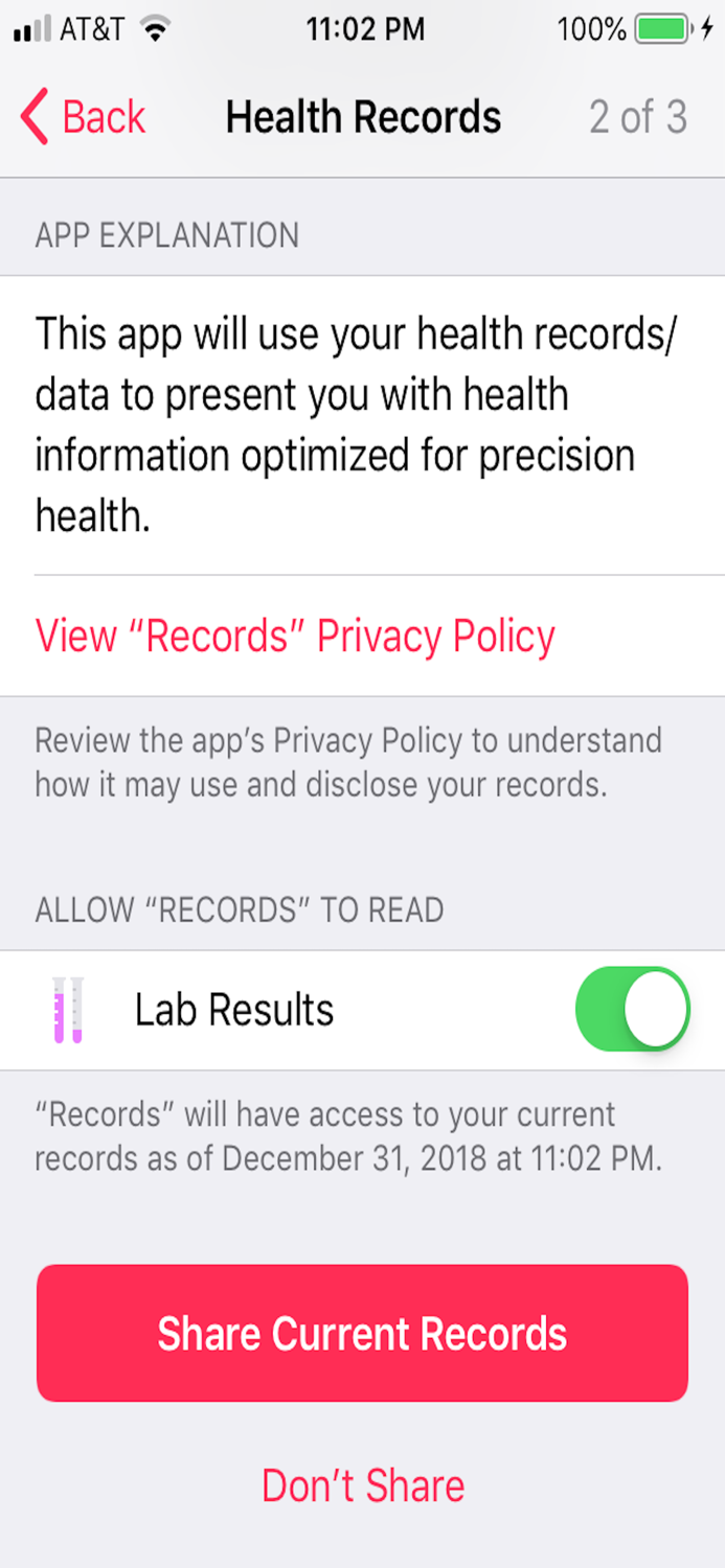 Precision Health Records Tool