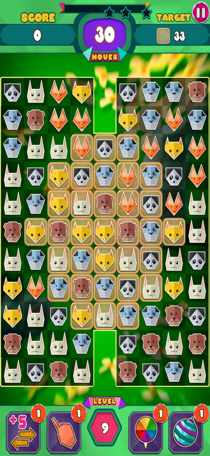 Paper Animal Match 3 Games