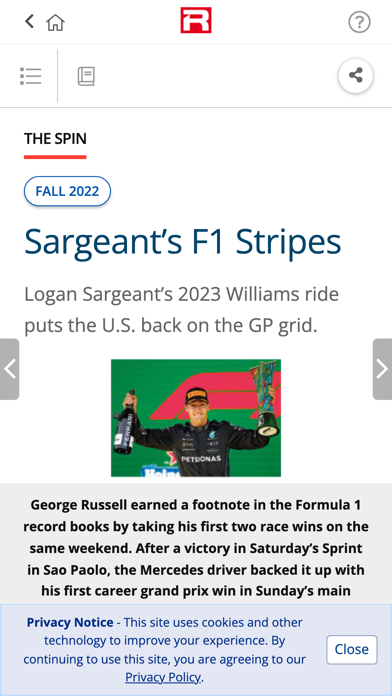 RACER Magazine Screenshot