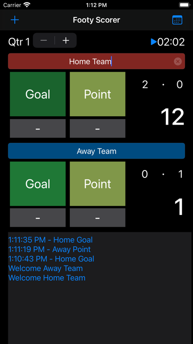 Footy Scorer App Screenshot