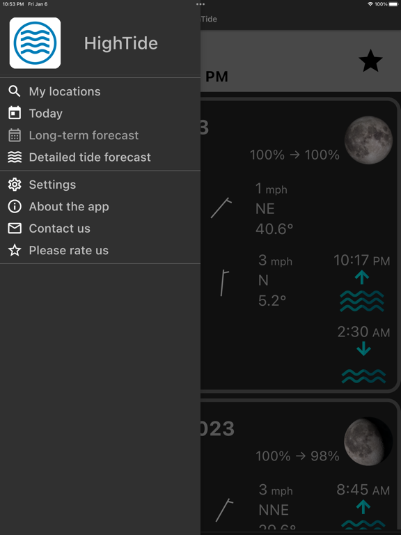 HighTide: tides & weather iPad screenshot 3 - Weather app