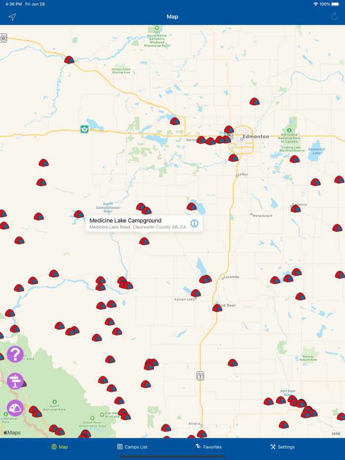 Alberta – Camping and RV spots