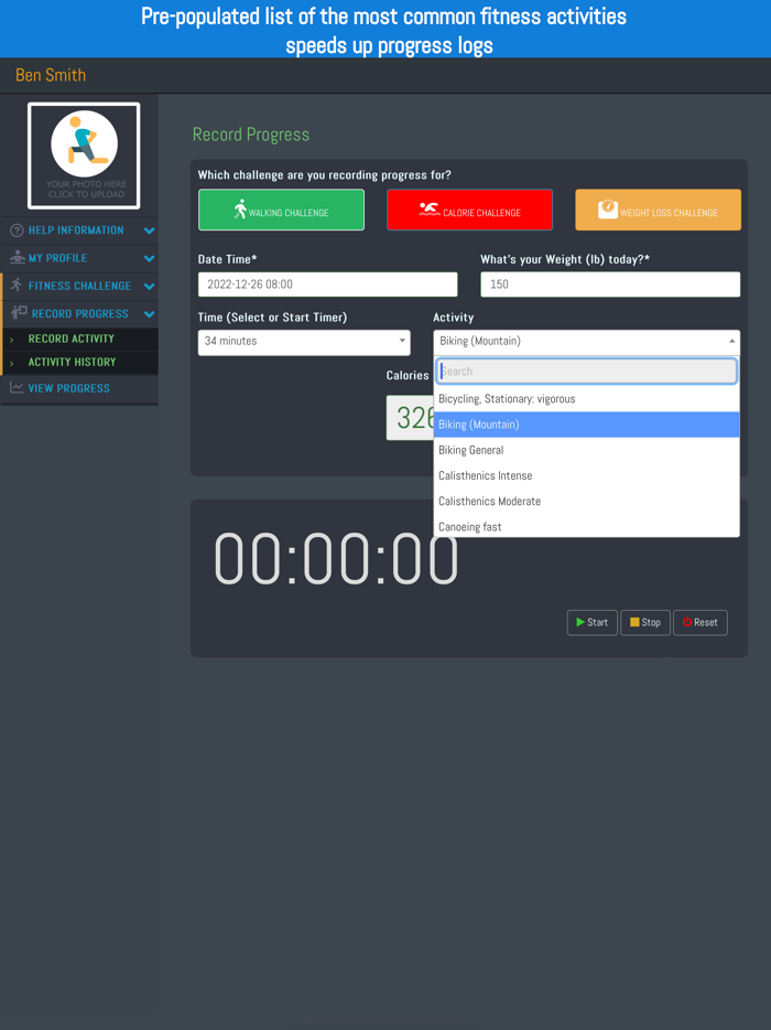 Fitness Challenge Tracker App