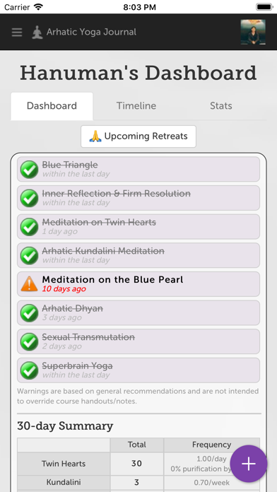 Arhatic Yoga Journal Screenshot