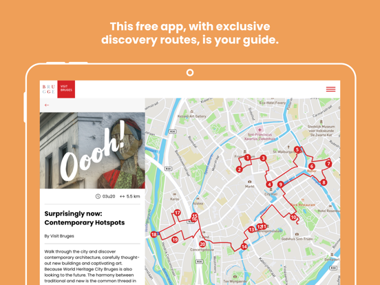 Visit Bruges route app iPad screenshot 2 - Travel app