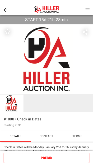 Hiller Auction Screenshot