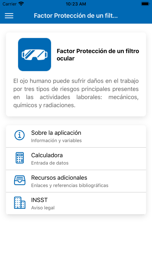 #2. Factor Filtro Ocular (FPFO) (iOS) 由: Instituto Nacional de Seguridad e Higiene en el Trabajo