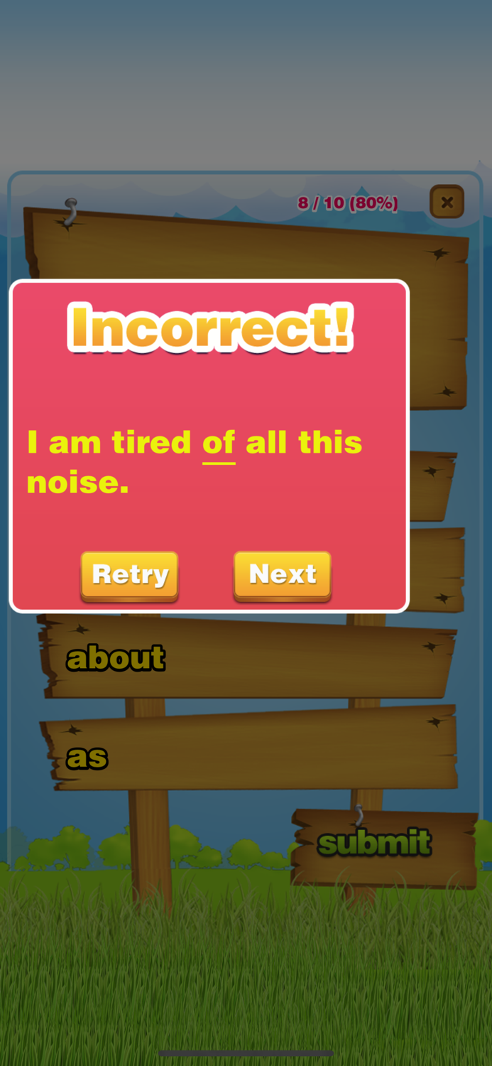 Prepositions Grammar Quiz Lite