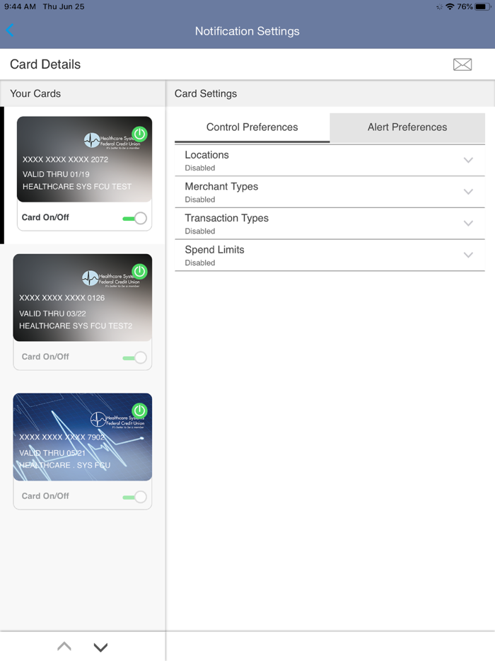 Card Control by Healthcare FCU