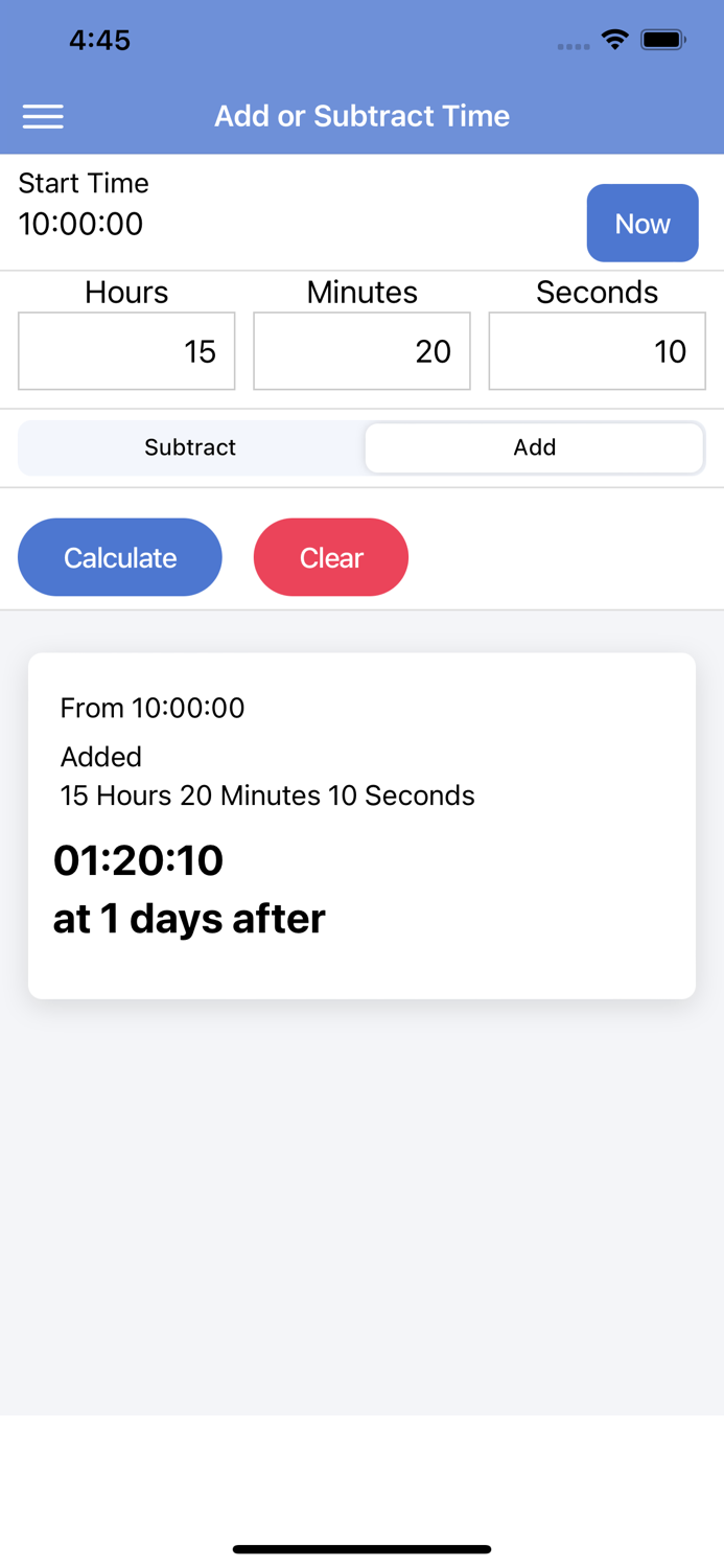 Time Duration-Add Calculator