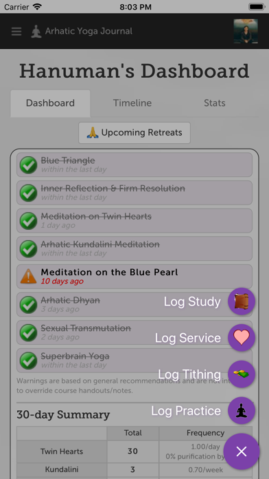 Arhatic Yoga Journal Screenshot