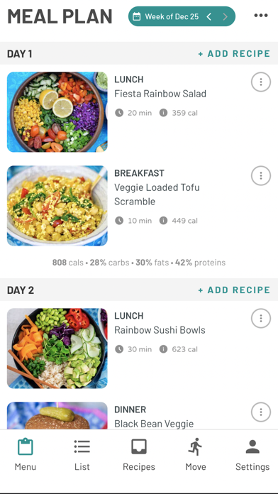 EatMoveRest Meal Planner Screenshot