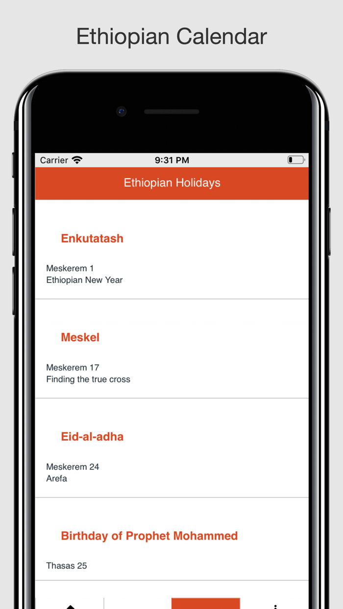Ethiopian Calendar Habesha
