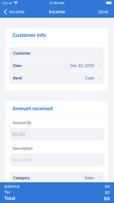 Bookkeeping App Screenshot